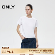 ONLY2025春季新款簡(jiǎn)約舒適基礎(chǔ)純色圓領(lǐng)正肩短袖T恤女|125101058 A43 奶油白色 XS (155) 76A