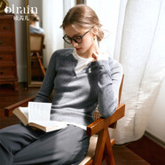 Olrain歐芮兒法式針織衫女裝秋季假兩件通勤上衣 灰色（第二批次） M