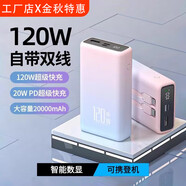 旗見店2025新款充電寶超快充大容量20000毫安自帶線移動(dòng)電源 漸變粉【進(jìn)口電芯快充閃充】頂配版提速999%