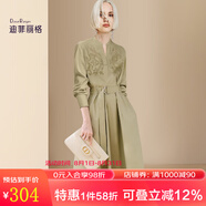 迪菲麗格春季高端襯衫式連衣裙2024新款歐美時尚鏤空收腰顯瘦裙子 圖片色 2XL