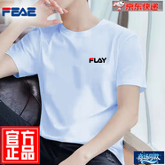 FEAE官方品牌t恤男短袖2025夏款刺繡純棉冰絲休閑簡約圓領(lǐng)大碼短袖 天藍(lán)色 【Y】 2XL 【建議145-160斤】
