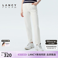 朗姿/LANCY春春季新款高腰牛仔褲子女式休閑白色寬松小腳褲子 白色 XXL