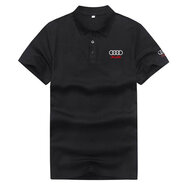 席佰一汽大眾奧迪工作服 夏季男裝夏裝4S店工裝套裝短袖T恤定制polo衫 黑色(T恤上衣帶標) S 160