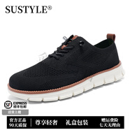 SUSTYLE奢侈高檔品牌高端網(wǎng)面鞋男2025春夏新款輕便休閑鞋男透氣飛織鞋子 8810黑色 39