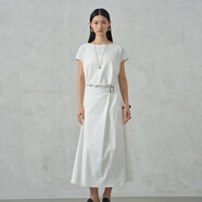 阿依蓮（A.YILIAN）【商場(chǎng)同款】阿依蓮法式氣質(zhì)連衣裙女夏季新款獨(dú)特漂色長(zhǎng)裙子 梔子白 M