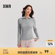 森馬森柔毛衫|毛衣女高領(lǐng)純色冬季2024新款緊身打底衫顯瘦小心機 中花灰00510 160/84A/M