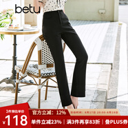 百圖betu女裝夏季新款休閑褲高腰喇叭褲通勤百搭休閑褲女2303T77 黑色 M