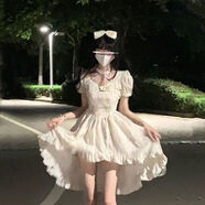 冉藝嵐同款森系初戀裙不規(guī)則設(shè)計感方口領(lǐng)公主裙夏季新款收腰顯瘦純欲蓮 水墨人間/茶歇會-水墨藍 L 建議100-110斤
