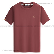 與狼共舞（DANCING WOLVES）圓領(lǐng)短袖T恤男2025夏季新款刺繡純色透氣短T 401深紅 S 165/84A