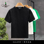 薩拉維夫（Sllavif）品牌運(yùn)動(dòng)T恤男夏季2025新款中青年流行凹凸感韓版圓領(lǐng)半袖 黑色 M