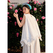 闊色（kuose）白色背心吊帶半身裙兩件套裝長(cháng)裙子25夏日穿搭新款女無(wú)袖上衣 白色背心5015 L