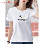 LOVER RUCCI白色短袖t恤女裝2025夏季新款純棉半袖汗衫寬松休閑圓領(lǐng)正肩體恤 白色since 2022 M