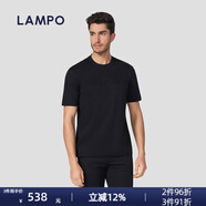 藍(lán)豹（LAMPO）春夏新品百搭短袖LOGO印花T恤男士簡(jiǎn)約圓領(lǐng)T恤 黑色 L (48)
