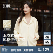 森馬（Semir）外套女中長款寬松外搭2024年新款休閑連帽松弛感針織夾克通勤百搭 奶白10501【新款 迪士尼聯(lián)名】 XS 150/76A