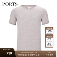 PORTS寶姿男裝春夏棉亞麻圓領(lǐng)短袖修身T恤ML8N123KCD016 黃褐色 M