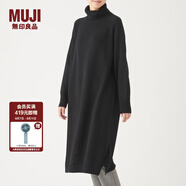 無(wú)印良品（MUJI）女式  天竺 高領(lǐng)連衣裙 女裝長(zhǎng)袖裙子冬季 W9AA875 黑色 M-L （165/88A）