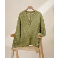 NJTD情侶款鏤空針織開(kāi)衫秋季法式慵懶風(fēng)勾花大碼遮肉兩件中長(cháng)款半身裙 401-14-1106鏤空開(kāi)衫綠色 2XL 2XL135-150斤