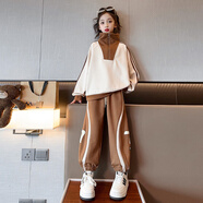 G·DUCK KIDS女童秋冬季加絨套裝新款中大兒童網(wǎng)紅女孩洋氣時(shí)髦加厚保暖兩件套 棕色 套裝【春秋款】 48 此項發(fā)碎布一塊