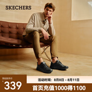 斯凱奇（Skechers）男鞋休閑皮鞋商務(wù)通勤工作小白鞋簡約百搭黑色運動板鞋210835 全黑色/BBK 39.5