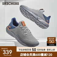 斯凱奇（Skechers）男鞋夏季百搭休閑鞋運(yùn)動(dòng)鞋一腳蹬減震舒適透氣網(wǎng)面鞋 灰色/藍(lán)色/65867-GYBL 45.5