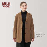 無印良品（MUJI）女式 羊毛混 夾克大衣 毛呢外套女款秋冬季西服西裝 女裝 BD0Z5A4 深咖啡色 L (165/88A)