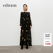 edition連衣裙女2024秋季新款復(fù)古宮廷風(fēng)波點(diǎn)印花壓褶兩件裙子新復(fù)古回潮 黑杏波點(diǎn)色 M 165