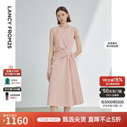 朗姿無(wú)袖別致設(shè)計(jì)感法式氣質(zhì)裙子女夏新款高級(jí)感顯瘦連衣裙 石鹽粉色2 S