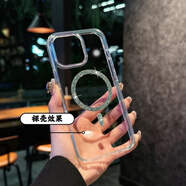 【原裝品質(zhì)】【鏡頭保護】新款爆閃手機殼蘋果16promax透明14磁吸 女神專用晶磁殼(幽綠邊) 新款蘋果16E