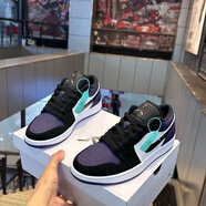 CLENIKEEDNIKE莆田純原 Air 喬1 AJ1低幫籃球鞋煙灰影子灰男女學(xué)生板鞋 黑紫 42