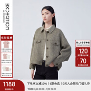 例外（EXCEPTION）女裝秋冬款綿羊毛保暖寬松蝙蝠袖版型毛呢外套夾克 軍綠 M