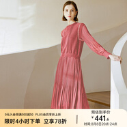 顏域黑色連衣裙春冬季女裝2024年新款顯瘦連身裙針織假兩件百褶裙 粉色（加厚） L/40