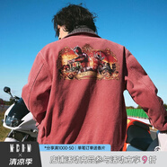 MEDMx假面騎士雙騎15周年風(fēng)之傳說底特律夾克男美式短款外套春秋 紅色-雙騎15周年 2XL