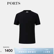 PORTS寶姿男裝2025春夏新品圓領(lǐng)速干舒適彈力商務(wù)休閑短袖T恤 黑色 M