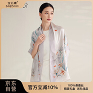 寶石蝶真絲絲巾女100%桑蠶絲旗袍披肩雙面圍巾媽媽生日禮物女禮盒/蝶語2