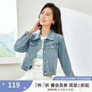 梵希蔓高腰茄克復(fù)古牛仔夾克外套女2025春秋新款寬松百搭開(kāi)衫上衣 70672 淺牛仔藍(lán)色 M