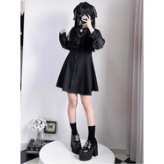 圓舞熊現貨清楚系披肩蕾絲連衣裙雪紡長(cháng)袖 日系可愛(ài)lolita裙洛麗塔 連衣裙 XL