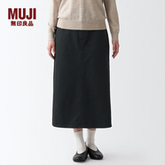 無(wú)印良品 MUJI 女式 絲光斜紋 裙子半身長(zhǎng)裙秋冬季簡(jiǎn)約風(fēng)純棉全棉BEK37C2A 黑色 M(160/66A)