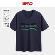 SPAOV領(lǐng)短袖t恤男士夏季純棉透氣時(shí)尚體恤寬松休閑五分袖SPDX25SD02LD 藏青#SP海與日出 XL