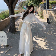 酷章（KUZHANG）酷章夏日多巴胺穿搭針織罩衫女2025新款甜美海邊 單杏色半身裙清純系松弛感 L
