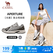 駱駝（CAMEL）復(fù)古運動女鞋全地形跑步休閑慢跑鞋子 X24B09L7014 黑/銀 37