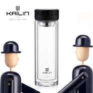 凱霖（KAILIN）凱霖雙層玻璃杯凱霖玻璃杯男商務(wù)雙層茶水分離茶杯加厚 直身杯1 400ml