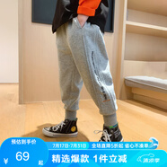 左西男童運(yùn)動褲兒童戶外褲子2025新款秋裝衛(wèi)褲中大童休閑童裝 灰色160