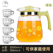 金熊冷水壺大容量耐高溫泡壺簡(jiǎn)約涼水壺果汁飲料壺1L以上 1ml 金熊jt521綠色+4個(gè)清新杯0ml