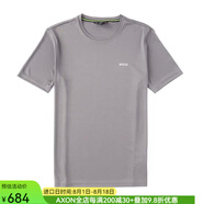 胡戈.波士奢侈品潮牌男士圓領(lǐng)短袖上衣百搭T恤運(yùn)動休閑男裝Teetech運(yùn)動衫 Grey S (胸圍95厘米左右）