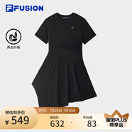 FILA FUSION斐樂潮牌女子針織連衣裙2025夏季新款時尚不規(guī)則T恤裙 正黑色-BK 2XL 180/96A/XXL