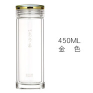 圣以諾（STINOCK）玻璃杯男雙層車(chē)載便攜辦公直筒隔熱夏季泡茶杯高硼硅透 450ml金色