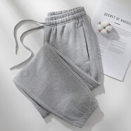 UNAE全棉運動(dòng)褲女春秋款2025新款淺灰色拉鏈褲子女加絨小個(gè)子毛圈衛褲 淺灰色（九分褲春秋款） 3XL 159-180斤