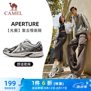 駱駝（CAMEL）復(fù)古運(yùn)動(dòng)男鞋全地形跑步休閑慢跑鞋子 X14B09L7013Q 白/黑/銀 40