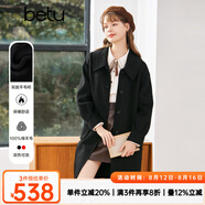 betu百圖女裝2022冬季新款毛呢外套赫本風高端羊絨大衣女雙面呢 黑色 M