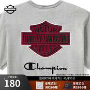 哈雷戴維森Champion冠軍聯(lián)名款 摩托車(chē)騎行短袖T恤 休閑內(nèi)搭 紅色LOGO M